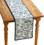 ISAENNE Designer Vintage Linen Table Runner,71"x12"-Ruyi B by Isaennehomedecoration