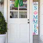 Hello Summer Starfish & Shells Wooden Sign 8”x48” Welcome Solid Wood Sign and Porch Leaner Summer Decoration for Front Door Porch Yard Deck Patio Farmhouse Vertical Decorn - Image 5