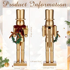 Blosssound 15" Gold Christmas Nutcracker Decor Neutral Figurine, Wreath - Image 2