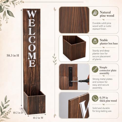Pinkunn Fall Welcome Sign for Front Porch Standing 58'' with Planter Box - Image 2