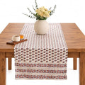 Hand Block Printed Cotton Table Runner, Machine Washable Cotton Runner, Boho Floral Dining Room Accent for Large Dining Tables and Console Displays, 18x90 Inches - Blue & Red by THEARTBOX
