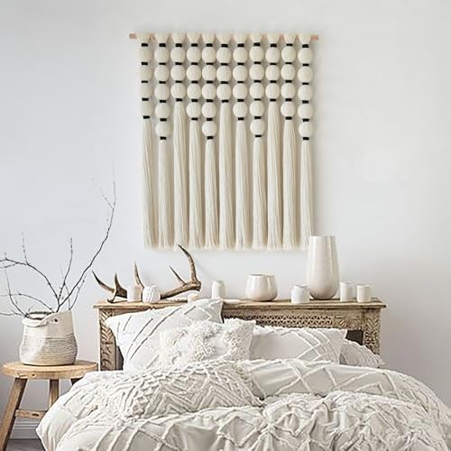 Macrame Wall Hanging Sphericity Textile Fiber Yarn Art Handmade 27"W*31"L - Image 2