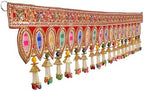 Decorative Toran Door Hanging Artificial Velvet Cloth Bandanwar Beads Leaf Design Wall Hanging for Entrance Window Home Temple for Indian Traditional Festival Decor (Size:-36"X9")(Red,Multicolour) - Image 3