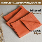 Native Fab Set of 12 Cloth Napkins Hemstitch Corners, 100% Cotton, 18x18 inch, Soft, Absorbent, Washable, Easy Care, Restaurant Hotel Quality - Wedding, Events, Lunch, Dinner Napkins - Orange - Image 3