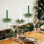 8 PCS Christmas Pine Taper Candle Rings Wreaths 1.38" Mini Norfolk Cedar Taper Candle Holder Wreaths Candle Rings with Berry Pinecones for Xmas Winter Church Home Table Centerpiece Candlesticks Decor - Image 4