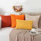 Pallene Faux Fur Fall Throw Pillow Covers 22x22 Set of 2, Burnt Orange - Image 6