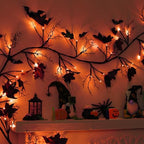 9 FT 72 LED Willow Vine Twig Decor Black Halloween Garland with Orange Lights, 8 Modes & Timer Waterproof Battery Operated for Home Fireplace Mantle Wall Office Indoor Halloween Decorations Party by Grastfu