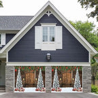 7x8ft Christmas Garage Door Decorations Christmas Barn Xmas Tree Christmas Ball Snowflake Garage Backdrop for Xmas Eve Holiday Outdoor Wall Decor Winter Holiday Background Sign for Garage Door - Image 3