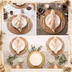 Fanfanwin Set of 6 Boho Woven Placemats with Khaki Napkins, 13 in - Image 6