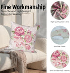 Pink Flower Throw Pillow Covers 24"x24" Set of 4, Romantic Spring Blooming Red Roses Floral Cushion Cases for Couch Chair Sofa Bed Living Room Garden Car Indoor Outdoor Home Decorative - Image 2