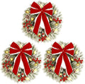ATDAWN 3 Pcs Mini Christmas Wreath, 15 Inch Outdoor Lighted Christmas Wreath for Front Door, Xmas Wreath for Holiday Christmas Party Decorations by ATDAWN