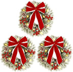 ATDAWN 3 Pcs Mini Christmas Wreath, 15 Inch Outdoor Lighted Christmas Wreath for Front Door, Xmas Wreath for Holiday Christmas Party Decorations by ATDAWN