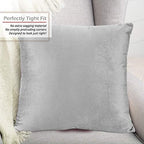 Nestl Throw Pillow Covers, Cozy Velvet Decorative Pillow Cases 24 x 24 Inches, Soft Solid Couch Pillow Covers for Sofa, Bed and Car, Set of 2 - Light Gray - Image 4
