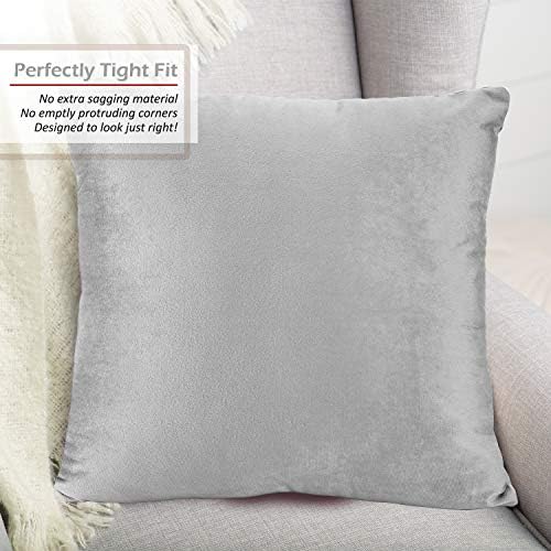 Nestl Throw Pillow Covers, Cozy Velvet Decorative Pillow Cases 24 x 24 Inches, Soft Solid Couch Pillow Covers for Sofa, Bed and Car, Set of 2 - Light Gray - Image 4