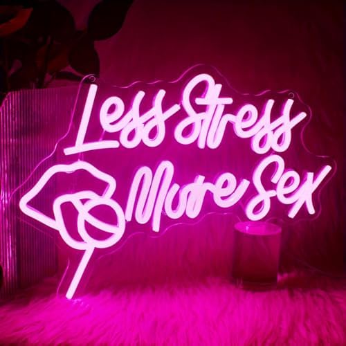 Less Stress More Sex Neon Sign, LED Neon Wall Art for Bar Bedroom Man Cave by DUOLIYBC