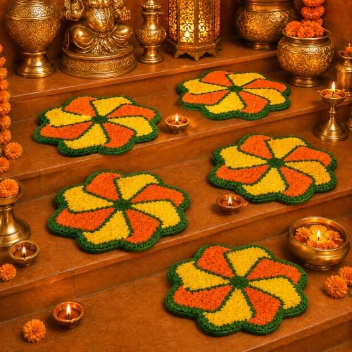 Tinideya 3 Pcs Diwali Decorations for Home Rangoli Doormat,Pookkalam by Tinideya