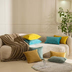 JUSPURBET 28x28 Velvet Decorative Throw Pillow Covers Set of 2,Lemon - Image 3