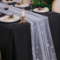 Snowkingdom 6 Pcs Christmas Snowflake Table Runners, 120 Inch Sheer Chiffon Gauze Cheesecloth, Silver Glitter Sequin Metallic Party Dining Table Decorations for Christmas Winter Holiday New Year by Snowkingdom