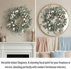 22 Inch Easter Wreath for Front Door, Spring Eucalyptus Wreath with Pastel Speckled Eggs & White Jasmine Flowers, Farmhouse Summer Outdoor Holiday Décor - Image 5