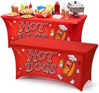 Frienda 2 Pcs 6 ft Hot Dogs Tablecloth Hotdogs Stretch Spandex Table Cover by Frienda