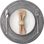 BARoyal Round Placemats Set of 12 Woven Placemats Washable Braided Table Mats for Dining Table Heat Resistant Non-Slip Circle Place Mats(Mixed Gray) by BAROYAL
