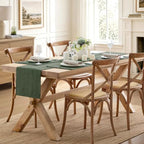 ZeeMart Linen Checked Farmhouse Placemats Set of 6, Army Green 13x19in - Image 6