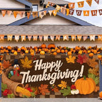 ANNA QUEEN Happy Thanksgiving Garage Door Banner 6 x 13FT, Cornucopia and Pumpkins on Woodgrain, Fall Outdoor Garage Decoration for Parties Home Rustic Decor - Image 6