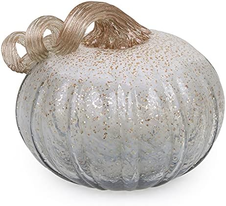 Boston International Decorative Tabletop Glass Pumpkin, Small, Twilight Grey by BostonInternational