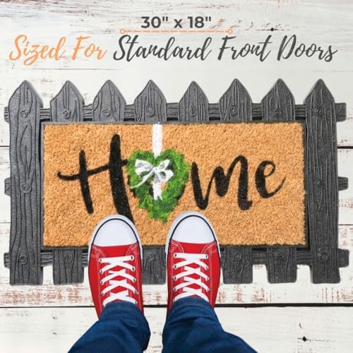 Autumn Alley Interchangeable Welcome Mat Set – Farmhouse Door Mat with Rubber Base & 4 Seasonal Coir Inserts – Swap Designs for Every Season – 18x30 Outdoor Front Porch Mat - Image 7