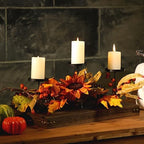 Yaomiao Thanksgiving Fall Table Centerpiece Candle Holders Metal Rustic by Yaomiao