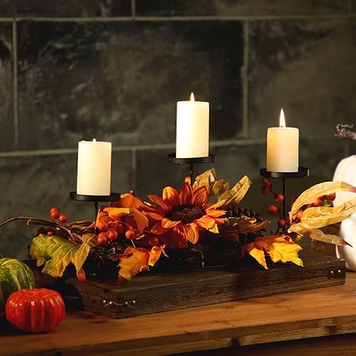 Yaomiao Thanksgiving Fall Table Centerpiece Candle Holders Metal Rustic by Yaomiao