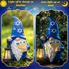 Capoda 8" Hanukkah Gnome Figurine with LED Lights Menorah, Chanukah Decor - Image 3