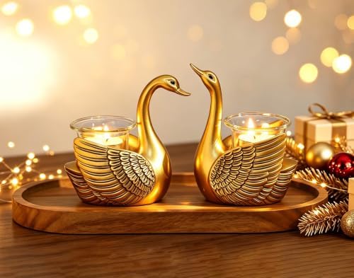 2Pcs Swans Tealight Candle Holder, Home Decor Gifts for Women Her Wife Mom - Image 3