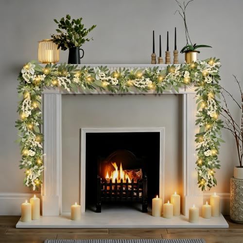 6 FT Green Eucalyptus Garland with 22 Warm Lights & 6H Timer - Image 5