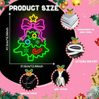Christmas Neon Sign Pink Bow Christmas Tree Neon Sign for Wall Decor Xmas Tree Led Sign with Star Candy Neon Light Up Signs for Bedroom Window Holiday Door Xmas Party Home Decoration Winter Porch - Image 3
