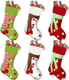 Newcotte 6 Pack 20 Inch Large Christmas Stocking Elf Xmas Hanging Stockings Red Green White Christmas Decorations for Holiday Fireplace Tree Decoration Gift Present by Newcotte