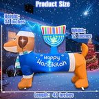 4FT Inflatable Hanukkah Dog Carrying Menorah Decoration Built-in LED Lights Chanukkah Inflatable Puppy Decor Hanukkah Menorah Blow Up Decorations Outdoor Indoor Yard Garden Lawn Home Party - Image 5