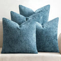 MIULEE Soft Decorative Chenille Pillow Covers Smoke Blue 20x20 Pack of 4 by MIULEE