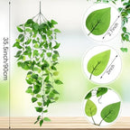 Hoteam 12 Pcs Artificial Hanging Greenery Plants, Pothos - Image 2