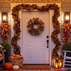 Yunlly Fall Magnolia Leaf Garland and Wreath Set, Brown Color, 2 Pcs - Image 4