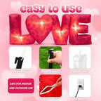 Kosiz 9 ft Long Valentine's Day Inflatable Outdoor Decoration Inflatable Red Rose Love Letters with Build-in LED Lights Romantic Valentines Blow up Yard Decor for Home Wedding Ceremony Yard Lawn - Image 3