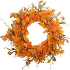 Fall Wreath for Front Door 24 inch Autumn Leaves Pumpkin Outdoor by YUGALI