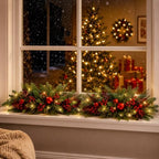 Yalikop 2 Pcs 24.5 Inch Christmas Swags with Light, Ball and Berry - Image 4
