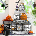 14 Pcs Halloween Tiered Tray Decor Set, Gnome Wood Table Signs (Terror) by Unknown
