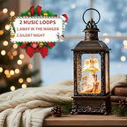 Christmas Snow Globes, Manger Snowflake Ball Nativity Scene, Silent Night Music Water Lantern, USB Powered & Battery, Holiday Decorations Gifts for Family, Children or Friend - Image 3