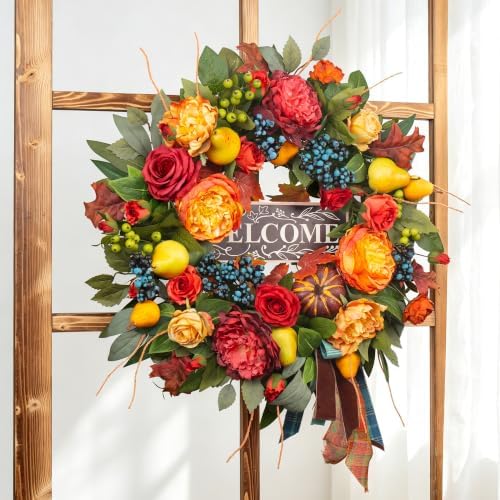 Fall Wreaths for Front Door, 24 in Autumn Harvest Wreath for Thanksgiving - Image 7