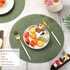 Aneco 50 Pieces Round Burlap Placemats 13.78 Inch Reusable Sage Green Table Mats Heat Resistant Natural Jute Fibers Placemats Burlap Circle Rustic Table Decorations for Dinner Holiday Farmhouse Decor - Image 4