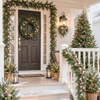 2 Pcs 6 ft Christmas Ball Ornament Garland, Brown, Champagne Gold - Image 6