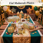 4 Pcs Ramadan Trays with Lid Gold Eid Mubarak Tray Plates Ramadan Moon Candy Dish Table Decorations Food Serving Tray Islam Muslim Al-fitr Cookie Storage Container for Eid Party Supplies - Image 5