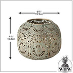 Moroccan Hurricane Candle Holder, Gold, 6.25 x 4.25 Inches - Image 4